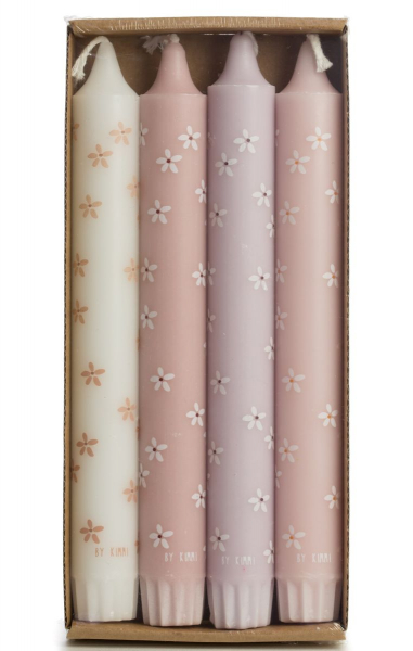 Stabkerzen Set mit Blumen rose Motiv 4er Set